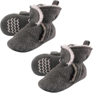 imageHudson Baby Cozy Warm Toddler Slipper Booties with Non Skid BottomHeather Charcoal Sherpa