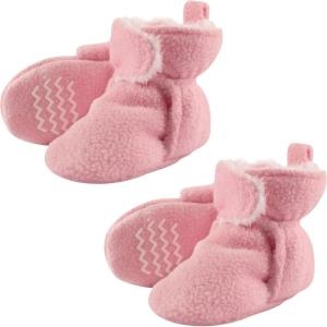 imageHudson Baby Cozy Warm Toddler Slipper Booties with Non Skid BottomLight Pink Sherpa