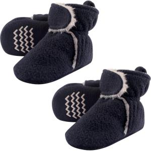 imageHudson Baby Cozy Warm Toddler Slipper Booties with Non Skid BottomNavy Sherpa