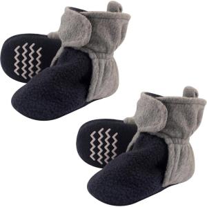imageHudson Baby Cozy Warm Toddler Slipper Booties with Non Skid BottomNavy and Gray Fleece