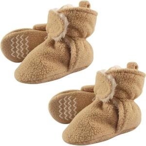 imageHudson Baby Cozy Warm Toddler Slipper Booties with Non Skid BottomTan Sherpa