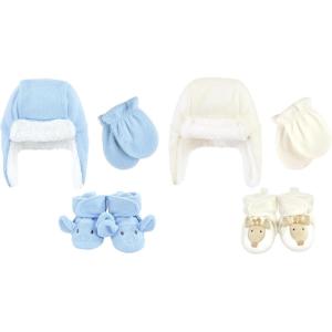 imageHudson Baby Girls 12Pc Cotton Headband and Scratch Mitten SetBlue Elephant Giraffe