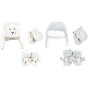 imageHudson Baby Girls 12Pc Cotton Headband and Scratch Mitten SetCream Bear Gray Elephant