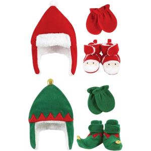 imageHudson Baby Girls 12Pc Cotton Headband and Scratch Mitten SetSanta Green Elf