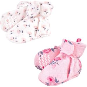 imageHudson Baby UnisexBaby Quilted Booties Winter Accessory SetPink Navy Floral