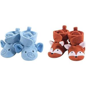 imageHudson Baby Cozy Fleece Booties 2PackBlue ElephantOrange Fox