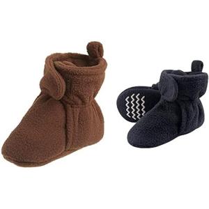 imageHudson Baby Cozy Fleece Booties 2PackBrownNavy Heather Gray