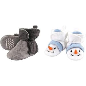 imageHudson Baby Cozy Fleece Booties 2PackCharcoal Heather GraySnowman