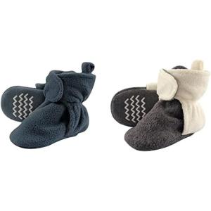 imageHudson Baby Cozy Fleece Booties 2PackCoronet BlueHeather Charcoal Cream