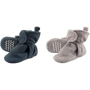 imageHudson Baby Cozy Fleece Booties 2PackCoronet BlueHeather Gray