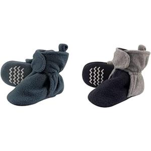 imageHudson Baby Cozy Fleece Booties 2PackCoronet BlueNavy Heather Gray