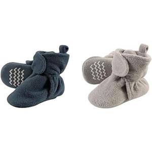 imageHudson Baby Cozy Fleece Booties 2PackCoronet BlueNeutral Gray