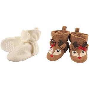 imageHudson Baby Cozy Fleece Booties 2PackCreamGirl Reindeer