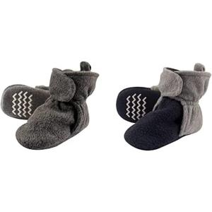 imageHudson Baby Cozy Fleece Booties 2PackDark GrayNavy Heather Gray