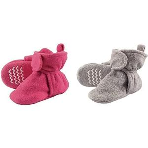 imageHudson Baby Cozy Fleece Booties 2PackDark PinkHeather Gray