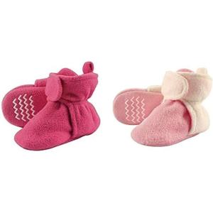 imageHudson Baby Cozy Fleece Booties 2PackDark PinkLight Pink Cream