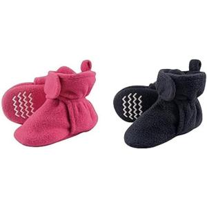 imageHudson Baby Cozy Fleece Booties 2PackDark PinkNavy Heather Gray