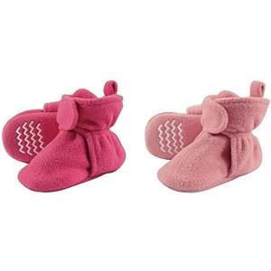imageHudson Baby Cozy Fleece Booties 2PackDark PinkStrawberry Pink