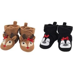 imageHudson Baby Cozy Fleece Booties 2PackGirl ReindeerGirl Penguin