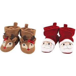 imageHudson Baby Cozy Fleece Booties 2PackGirl ReindeerSanta