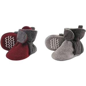 imageHudson Baby Cozy Fleece Booties 2PackHeather Charcoal BurgundyCharcoal Heather Gray