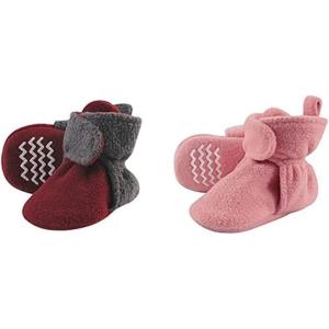 imageHudson Baby Cozy Fleece Booties 2PackHeather Charcoal BurgundyStrawberry Pink