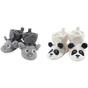 imageHudson Baby Cozy Fleece Booties 2PackHeather Gray ElephantPanda Bear