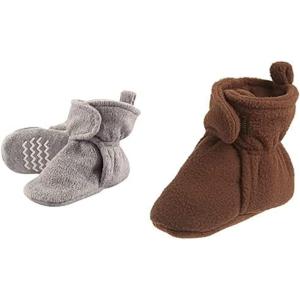 imageHudson Baby Cozy Fleece Booties 2PackHeather GrayBrown