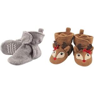 imageHudson Baby Cozy Fleece Booties 2PackHeather GrayGirl Reindeer