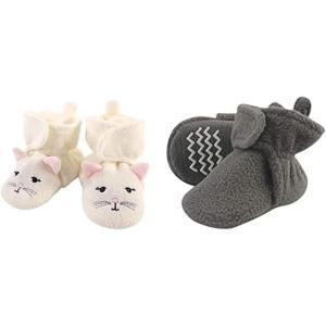 imageHudson Baby Cozy Fleece Booties 2PackKittyCharcoal Gray