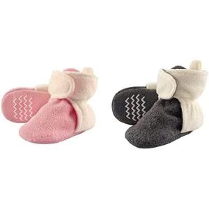 imageHudson Baby Cozy Fleece Booties 2PackLight Pink CreamHeather Charcoal Cream