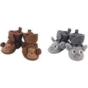 imageHudson Baby Cozy Fleece Booties 2PackMonkeyHeather Gray Elephant