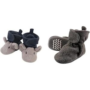 imageHudson Baby Cozy Fleece Booties 2PackNavy Gray ElephantDark Gray