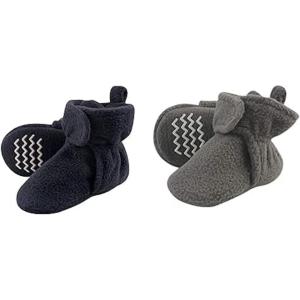 imageHudson Baby Cozy Fleece Booties 2PackNavy Heather GrayCharcoal Gray