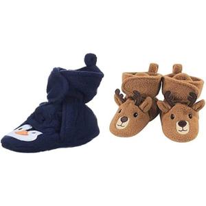 imageHudson Baby Cozy Fleece Booties 2PackNavy PenguinReindeer