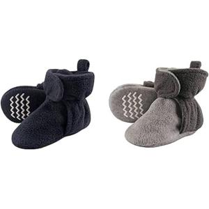 imageHudson Baby Cozy Fleece Booties 2PackNavyCharcoal Heather Gray