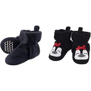 imageHudson Baby Cozy Fleece Booties 2PackNavyGirl Penguin