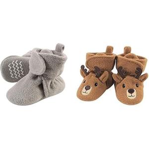 imageHudson Baby Cozy Fleece Booties 2PackNeutral GrayReindeer
