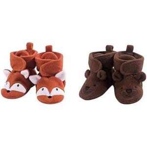 imageHudson Baby Cozy Fleece Booties 2PackOrange FoxBrown Bear