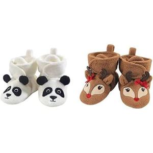 imageHudson Baby Cozy Fleece Booties 2PackPanda BearGirl Reindeer