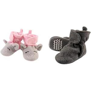 imageHudson Baby Cozy Fleece Booties 2PackPink Gray ElephantDark Gray