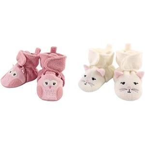 imageHudson Baby Cozy Fleece Booties 2PackPink OwlKitty