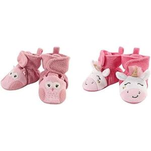 imageHudson Baby Cozy Fleece Booties 2PackPink OwlPink Rainbow Unicorn