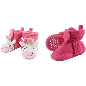 imageHudson Baby Cozy Fleece Booties 2PackPink Star UnicornDark Pink