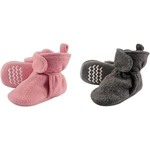 imageHudson Baby Cozy Fleece Booties 2PackStrawberry PinkDark Gray