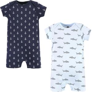 imageHudson Baby Unisex Cotton RompersBlue Shark
