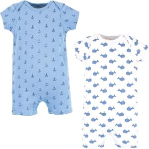 imageHudson Baby Unisex Cotton RompersBlue Whale 2pack