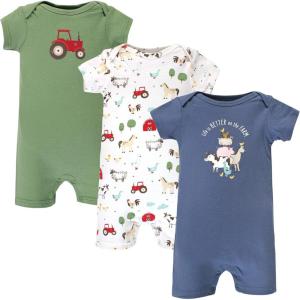 imageHudson Baby Unisex Cotton RompersBoy Farm Animals