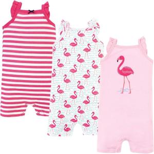 imageHudson Baby Unisex Cotton RompersBright Flamingo