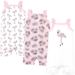imageHudson Baby Unisex Cotton RompersPainted Flamingo